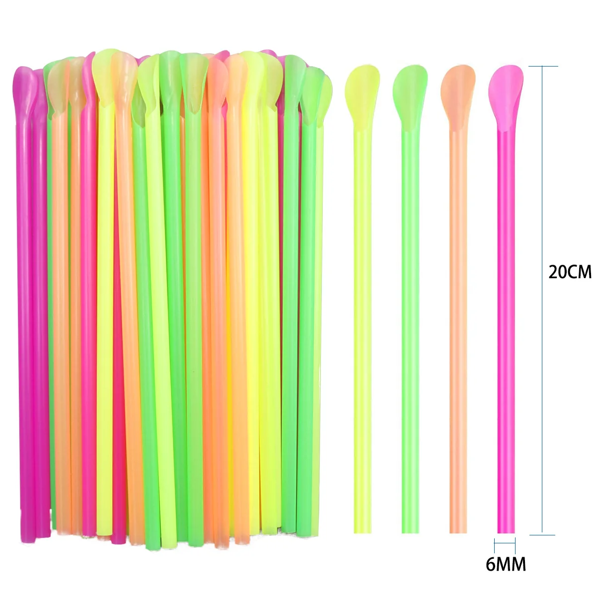 50-1000Pcs Beverage Spoon Straws Milkshake Smoothie Spoon Strawberry Drinking Straw For Party Bar Birthday Supplies Wholesale