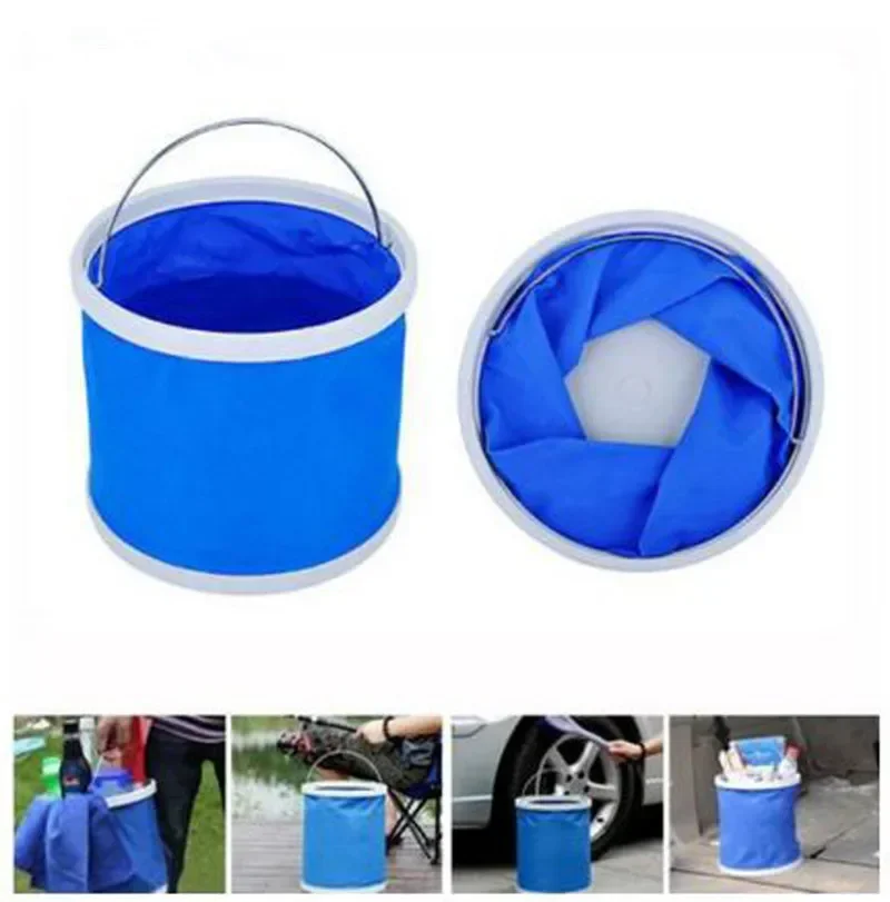 11L folding portable car wash bucket waterproof oxford buckets outdoor washing cleaing fishing camping auto accessories blue