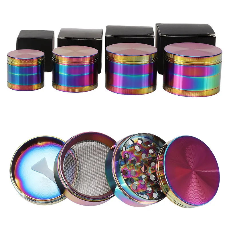 40/50Mm 4 Strati Metallo Frantoio Per Tabacco Mano Muller Fumo Herbal Herb Grinder Arcobaleno 63Mm 75Mm 60Mm