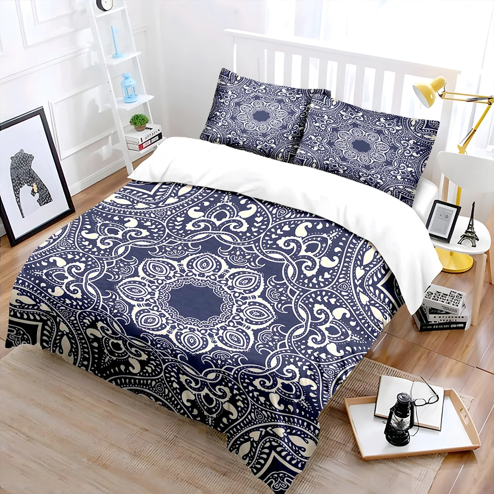 Intricate Mandala Style Decorative Pattern Bedding Set for Kids Luxury Gift 3pcs Digital Print Comforter Set Soft Comfortable 2