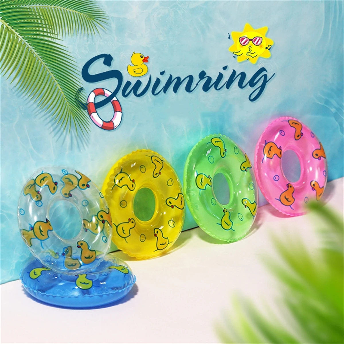 Anello Di Nuoto Casa Delle Bambole In Miniatura 1:12 Cartoon Duck Lifebuoy Accessori Per Il Nuoto