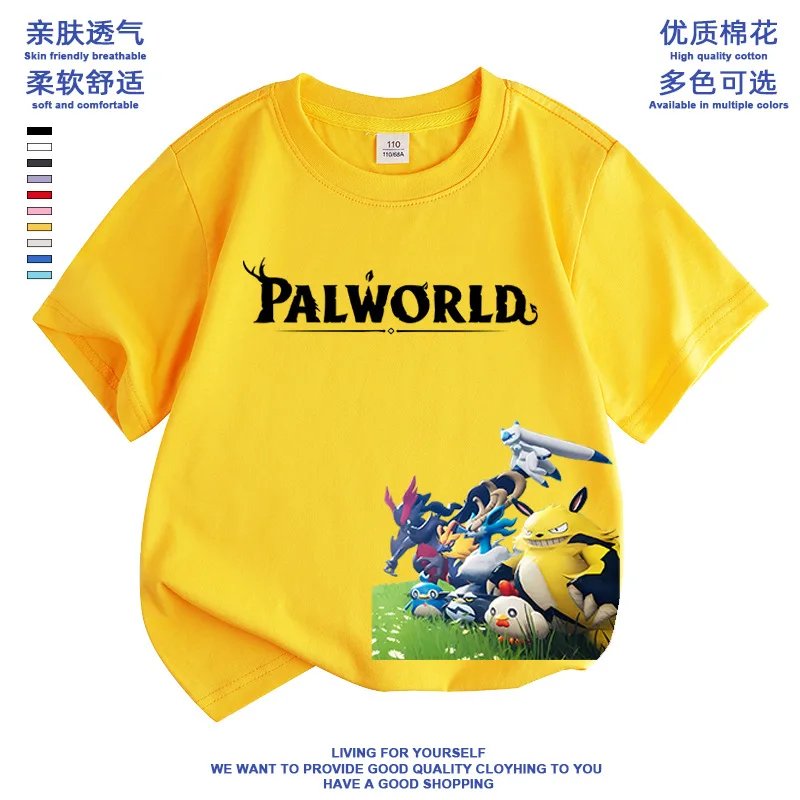 

New Hot Gold Palworld Printing T-shirts Super Cool Men's Personalized Street Style Short Sleeve T Shirt Kids Graphic Tees Top