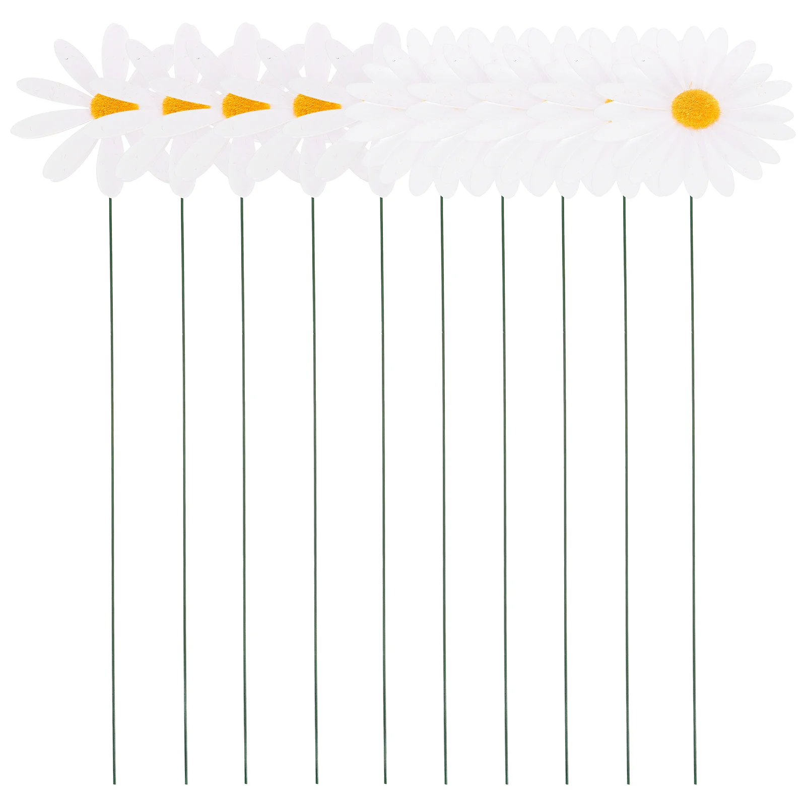 

10 Pcs Garden Courtyard Decorations Pvc Simulated Daisy Flower Stem 10pcs Pots Stake Plant 3d Planter Lawn Stakes Outdoor Metal