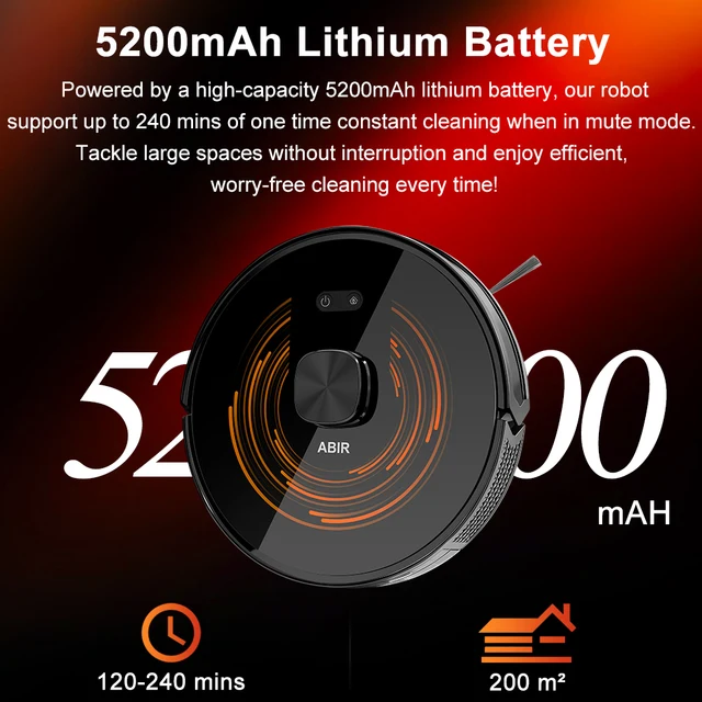 Robot Vacuum Cleaner ABIR K30,Auto-empty Dock,UV Spot Cleaning,6500PA Suction,Multi-floor Map,Customized Wet Dry Room Cleaning, 6