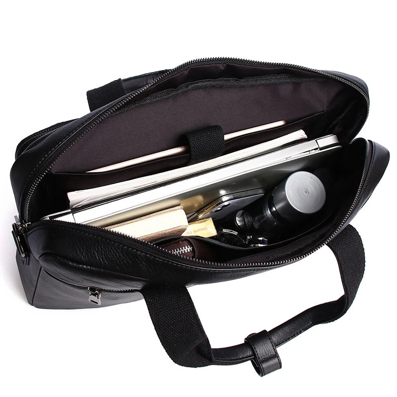 SCHLATUM Genuine Leather 16inch Briefcase Laptop Handbag Cow Leather Messenger Bag Office Computer Bag Male Black Business Bags
