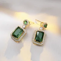 4 pièces ensembles exquis carré strass collier boucles d'oreilles bague ensemble de bijoux charme dames bijoux mode cadeaux de mariée 5