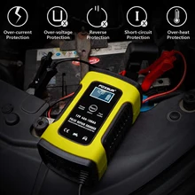 Chargeur de batterie de voiture entièrement automatique 12V 6A, pour réparation d'impulsions, humide, sec, plomb acide, affichage LCD numérique
