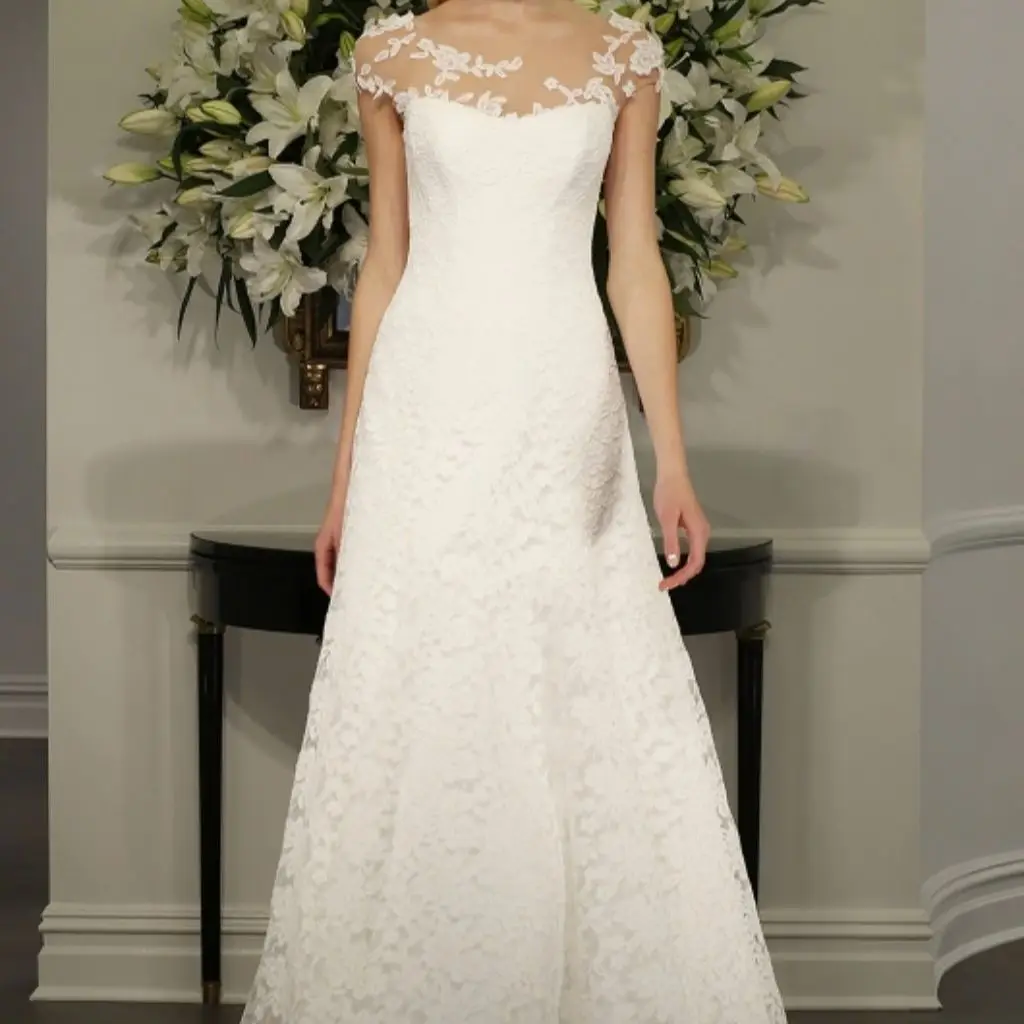 

Роскошные свадебные платья с прозрачной аппликацией, с круглым вырезом, рукавами-крылышками и открытой спиной, а-силуэт, свадебное платье, элегантное платье, свадебное платье на заказ SWD817