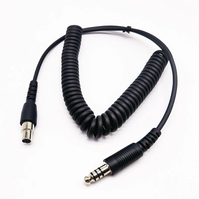 

U174 Plug to Mini XLR5 Jack Adapter 2M Durable Coiled Cable Compatible with GA Military Aviation Helicopter Radio Headset