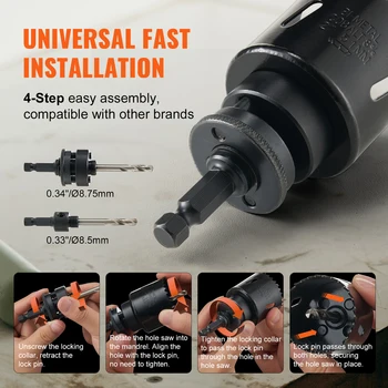 VEVOR Hole Saw Kit 11/18 PCS Saw Blades 1 Hex Wrench Bi Metal M42 Hole Saw Set with Carrying Case General Purpose Size 3