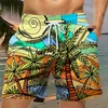 Men's Loose Beach Shorts Drawstring Quick Dry Coconut Tree Shorts For Summer Women Men 3D Print Casual Oversized Sport Shorts 1