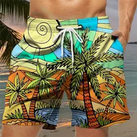 Men's Loose Beach Shorts Drawstring Quick Dry Coconut Tree Shorts For Summer Women Men 3D Print Casual Oversized Sport Shorts 1