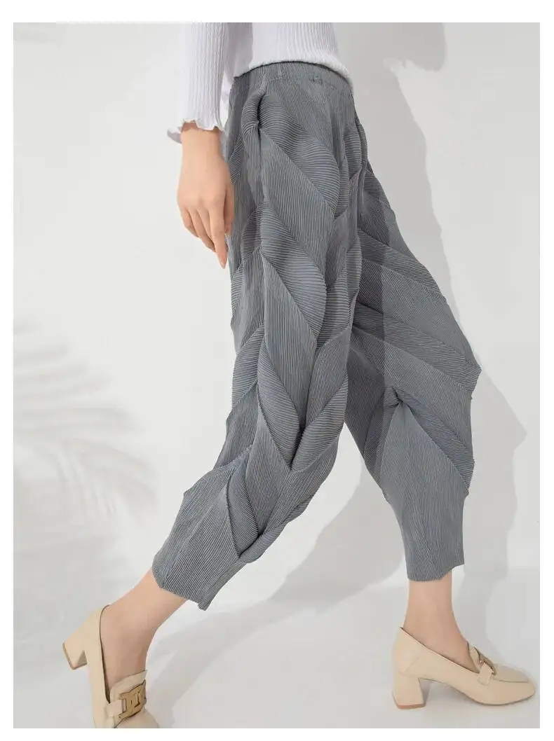 LANMREM Versatile Slim Pleated Pencil Pants Women Elastic High Waist Solid Color Trousers Casual 2023 Autumn New 2AA3771