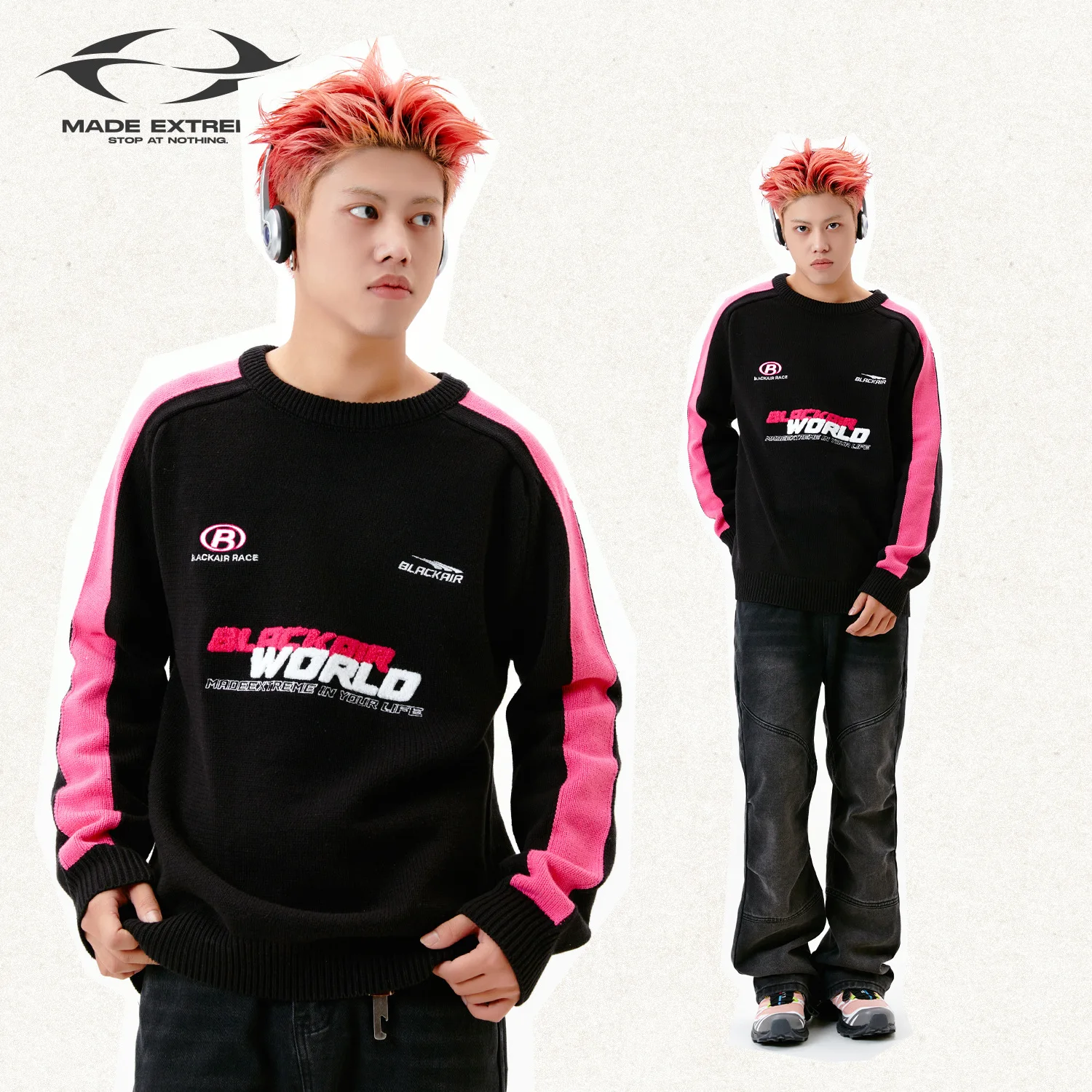 

BLACK AIR Embroidered Racing Sweater