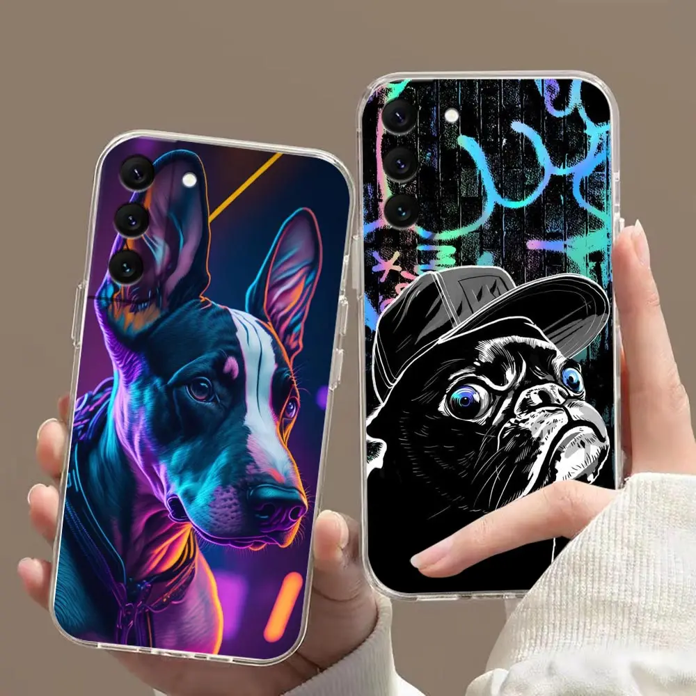 

Clear Phone Case For Samsung Galaxy S23 S22 S21 S20 FE S10 NOTE A12 A03S A04 PLUS ULTRA 5G Case Funda Shell Cute Cat And Dog Art