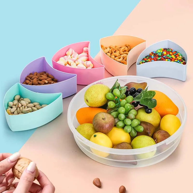 Multi-function Food Storage Tray with Lid Food Containers Tray To Keep for Nuts and Candy Dried Fruit Snack Plate Serving Platte 5