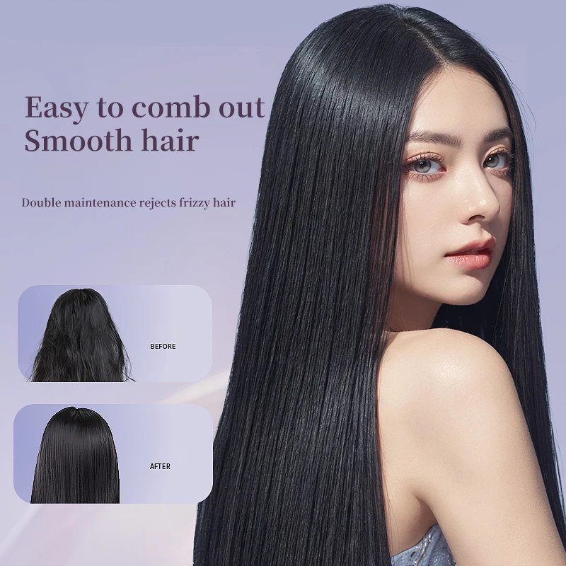 Portable Hair Straightener Brush Fast Ceramic Heating Hot Air Comb Use Curling & Straightening Iron Home and Travel Salon