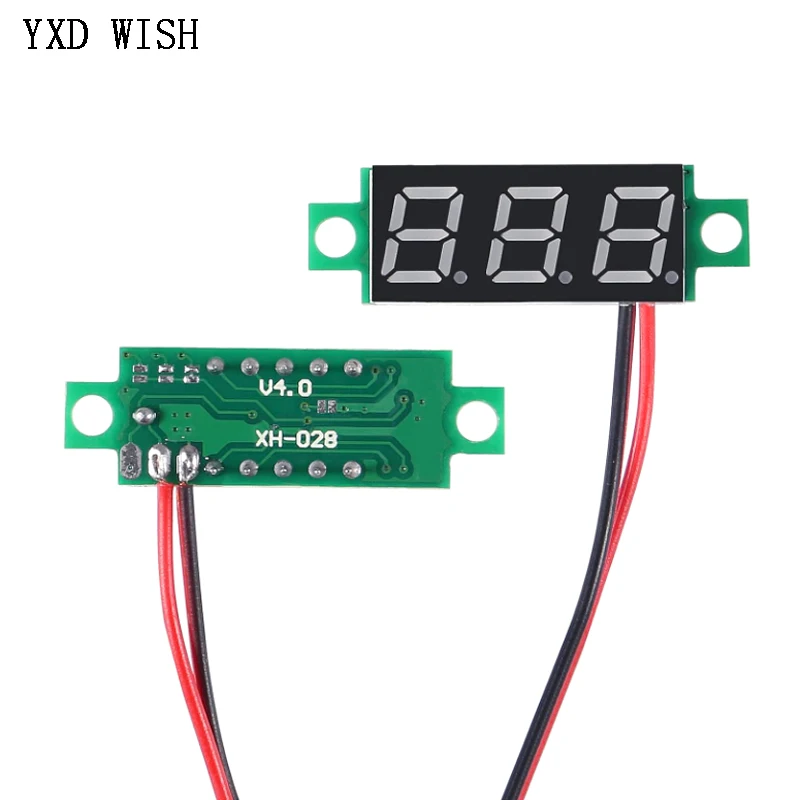 10pcs 0.56 인치 2선 LED 디스플레이 패널 전압계 미니 레드 그린 블루 디지털 DC 4.5V-30V 전압계