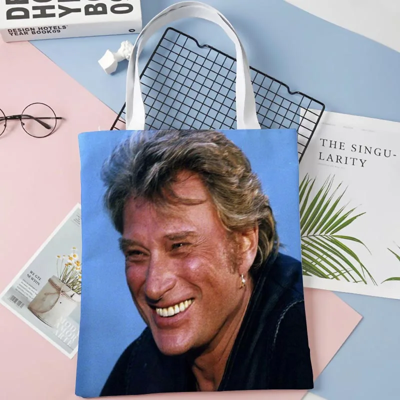 

Индивидуальная сумка-тоут с изображением Джонни Хелли, певицы, хлопчатобумажные тканевые Наплечные сумки для покупок для женщин, экологически чистые складные многоразовые сумки для покупок, 0410