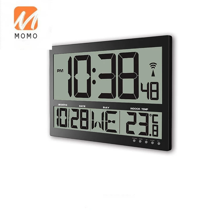 LCD Big Screen Digital Wall Cock Radio Controlled Clock Temperature Clock -  AliExpress