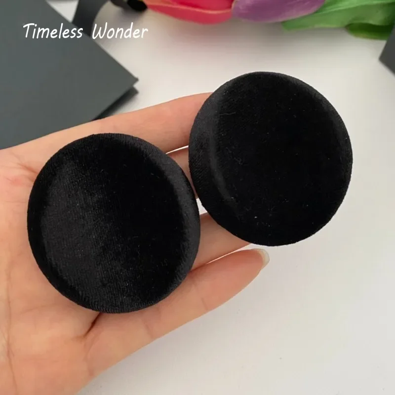 

Timeless Wonder Fancy Geo Velvet Wrap Clip on Earrings for Women Designer Jewelry Punk Luxury Brand Trendy Runway Rare Top 1377