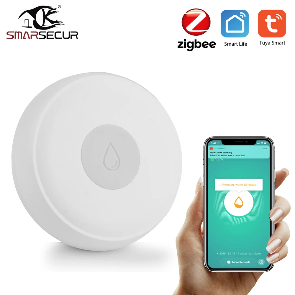 

Датчик воды Tuya Zigbee, детектор воды для дома, с сигнализацией, с ДУ