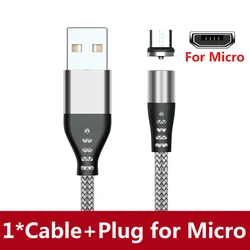 Magnetic USB Charging Cable with Type C and Micro USB Connectors - 2m (Silver for Micro)