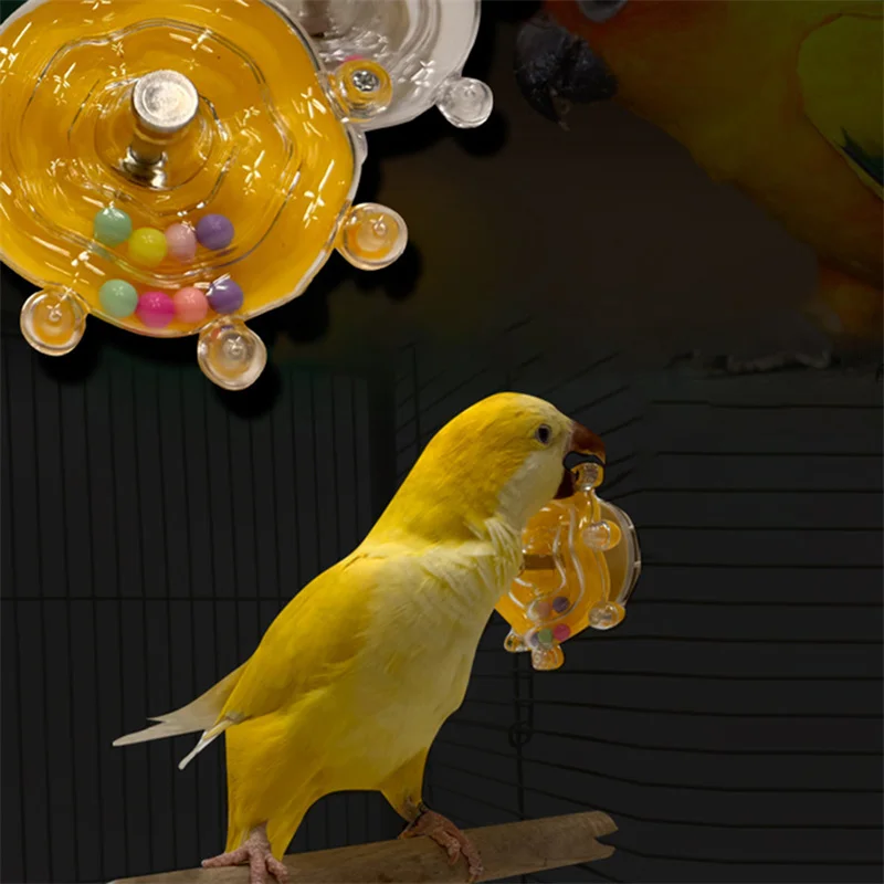 Parrot Toys UFO Spinning Colorful Wheel Relaxation Bite Stainless Steel for Little Birds