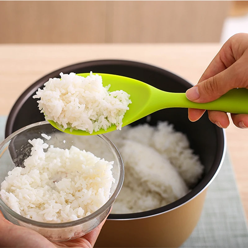 Small One-Piece Silicone Spoon High Temperature Resistant Non-Stick Pot  Special Soup Spoon Mixing Spoon