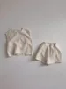2025 Summer New Baby Sleeveless Clothes Set Infant Boy Girl Solid Breathable Vest + Shorts 2pcs Suit Toddler Versatile Outfits 3