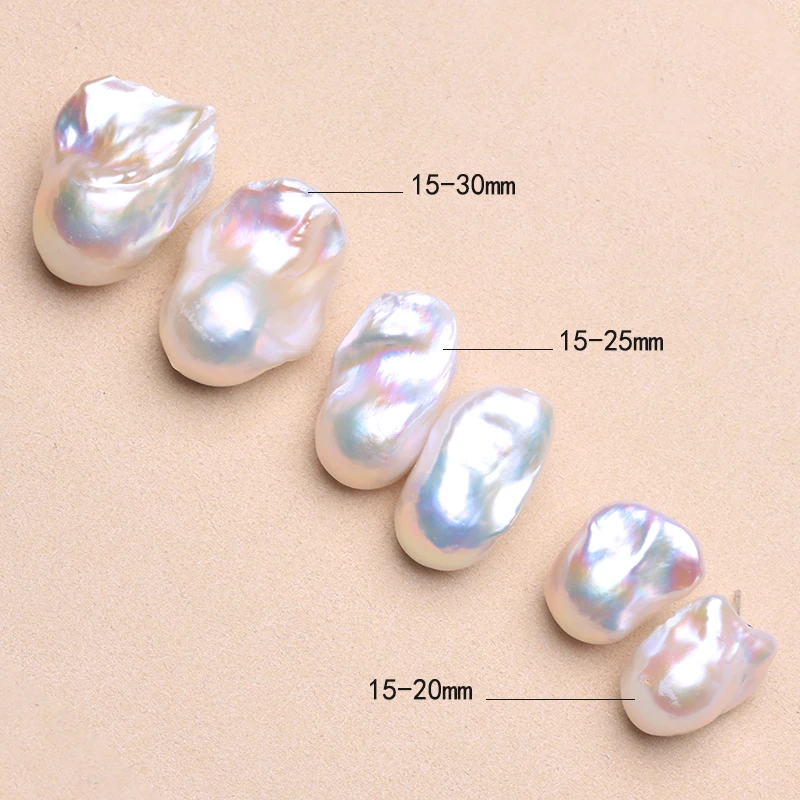 Natural Freshwater Pearl 925 Sterling Silver Large Baroque Pearl Stud Earrings 15-25mm INS Fine Jewelry  Gifts for Women  EA