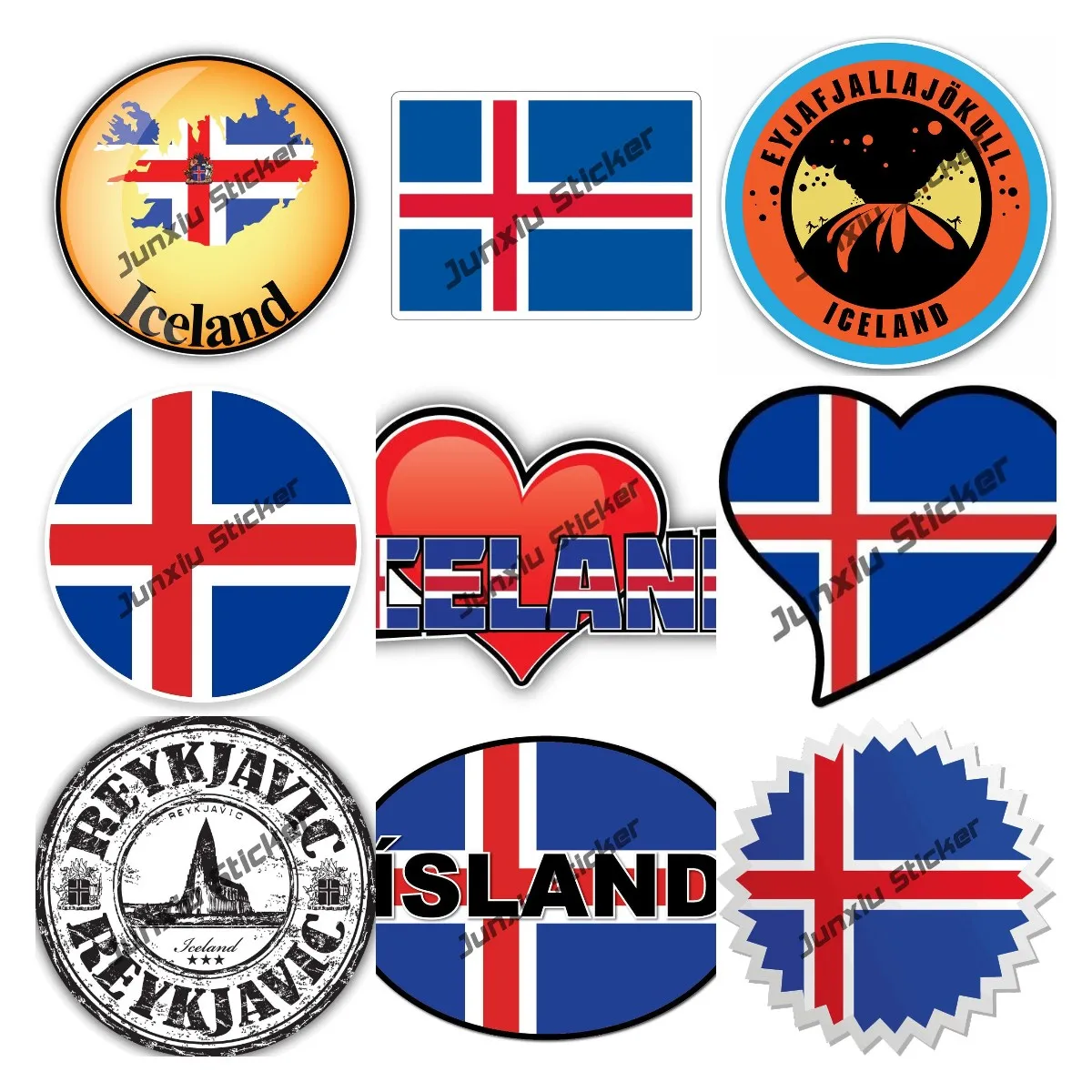 

Iceland Country Shield Flag Vinyl Decal Cover Scratches Decor Stickers for Cars Window Bumper Truck Laptop Motorcycle Helmet