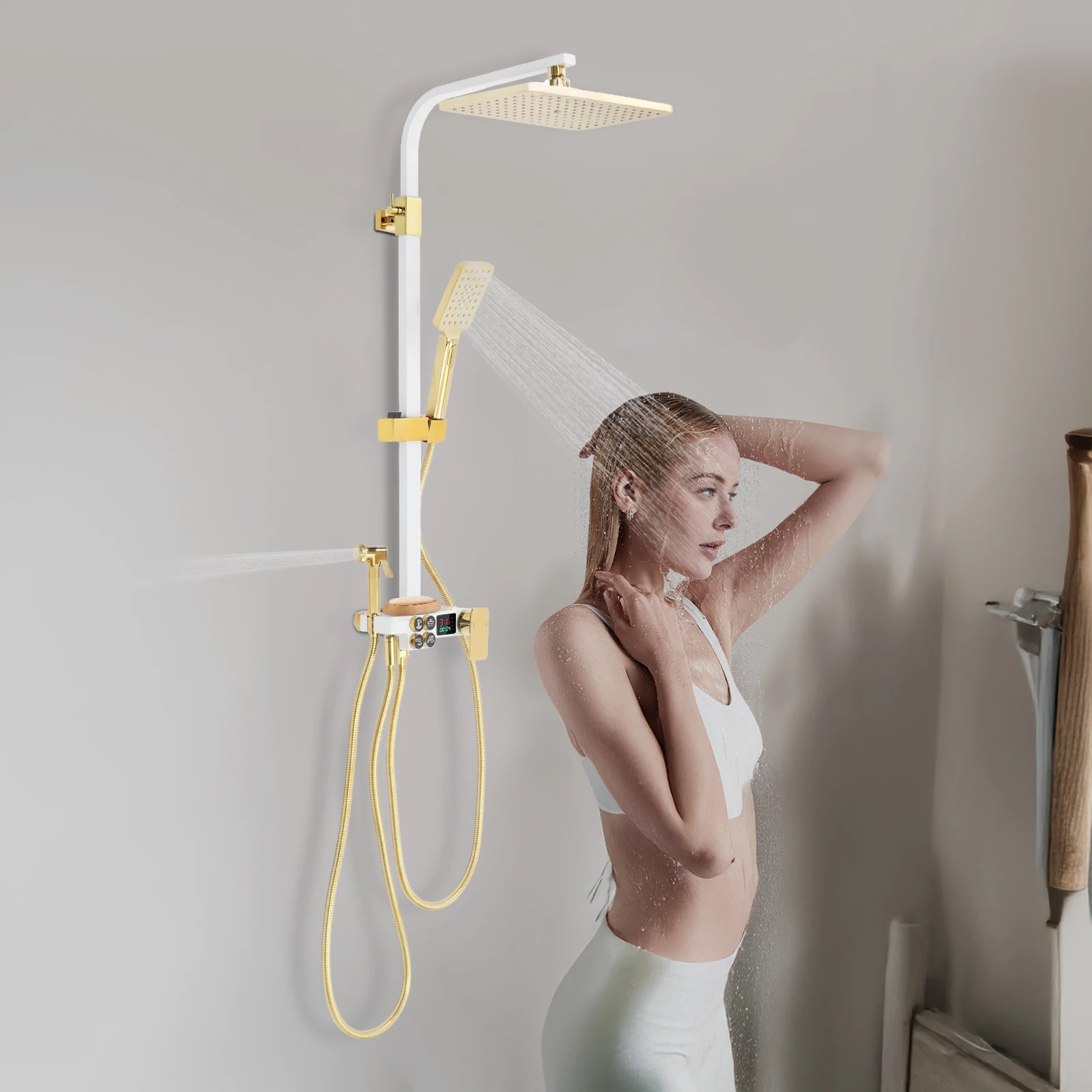 Badezimmer-Duschset Multifunktionales Wandmontiertes Duschset mit Handbrause und Kopfbrause – Detail 1