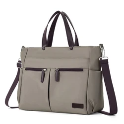 Nylon Casual Ladies' Laptop Bag - Stylish and Lightweight Single - Shoulder Briefcase with Double Main Compartments (GRAY)