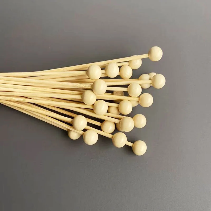 Wooden Sticks for Rock Candy Wood Stir Stick with Ball Cupcake Swizzle Sticks Drink Stirrer for Party Decoration 500pcs