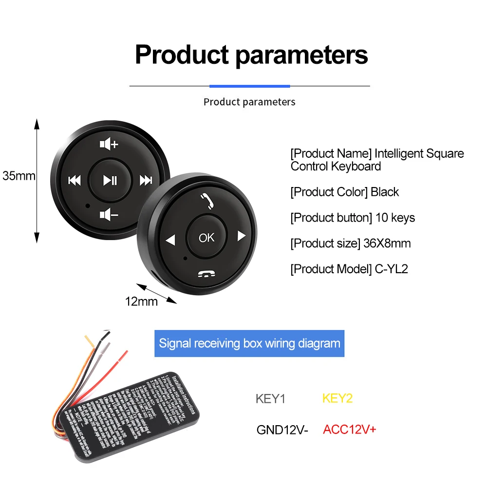 Car Steering Wheel Button Universal Wireless Remote Control for Car Dvd Player Radio GPS Navigation Multi-Function Switch Button