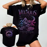 Women Short Sleeve tShirt Velaris Shirt ACOTAR Comfort City Double side Bookish Print Top Tee Women High Street Casual Loose Top 2