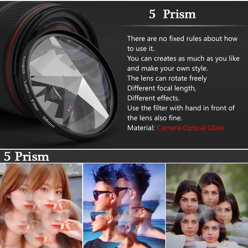 KnightX Professional Smartphone Camera Lens Kit with Clip-On Micro Wide Angle Prism Filter