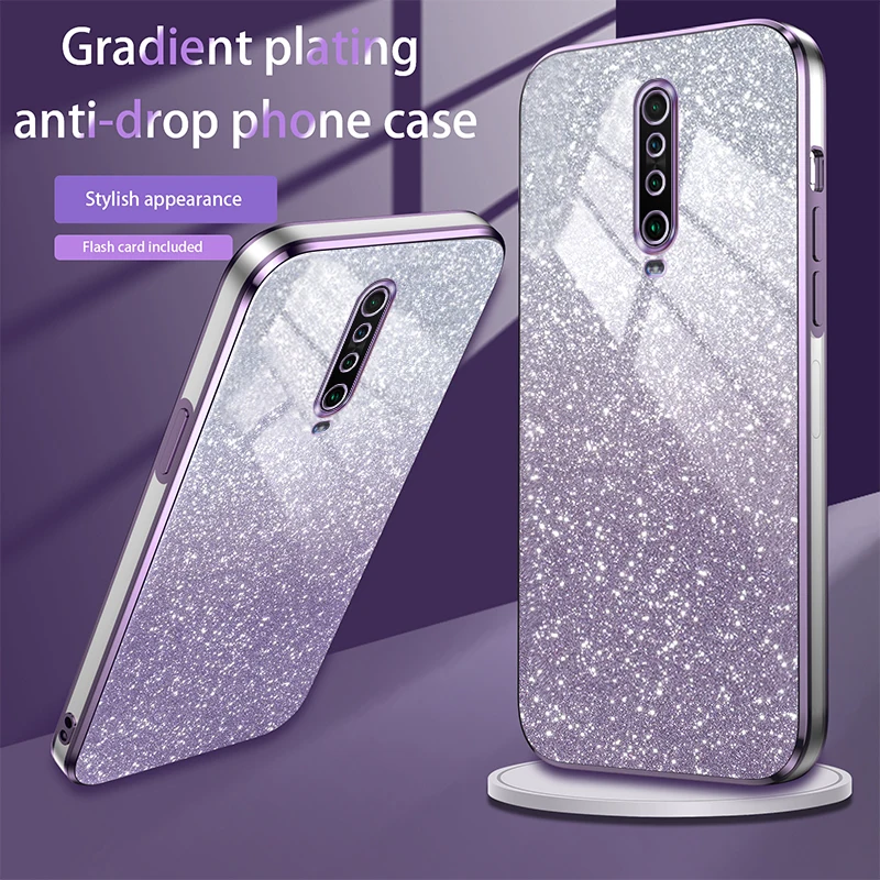 Luxury Electroplate Glitter Shockproof Clear Back Case with Soft Bumper