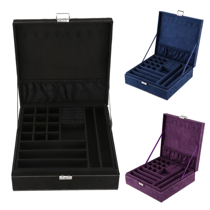 

Шкатулка для украшений, деревянная многослойная фланелевая шкатулка для украшений, косметичка, Органайзер