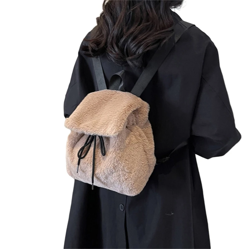 Backpack for Girl Student Large Capacity Fashion Plush Bag with Handle