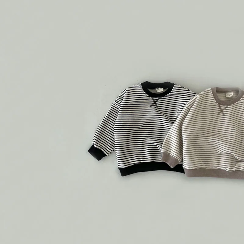 Baby Long Sleeve T Shirts Children Striped Sweatshirt Fashion Letter Embroidered Tops For Boys Girls Casual Tee