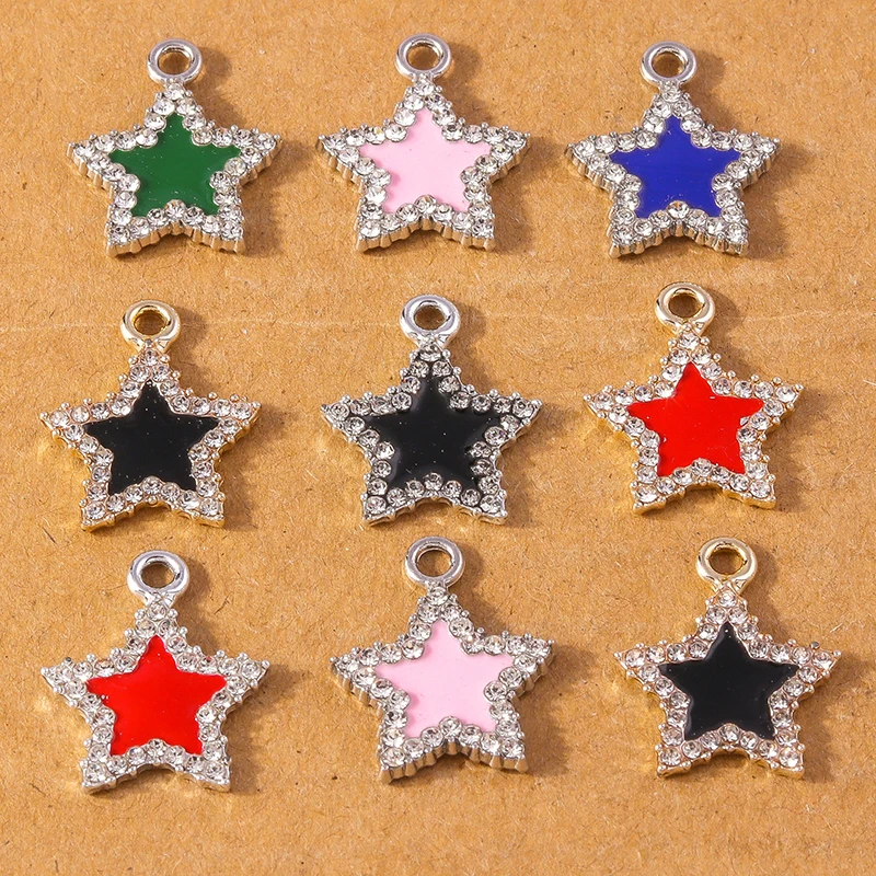10 Stück 17*20mm Strass-Stern-Anhänger für die Schmuckherstellung, Ohrringe, Halskette, DIY, handgefertigtes Armband, Zubehör