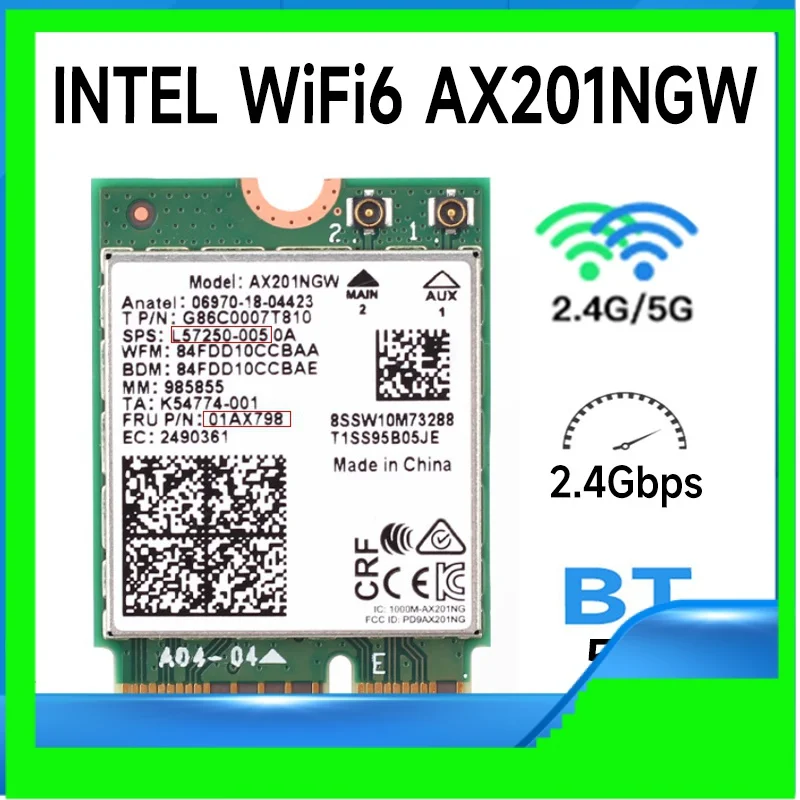 Intel Wi-Fi 6 AX201 Bluetooth 5,0 Dual Band 2,4G/5G Wireless NGFF Button E CNVi Wifi Car. d AX201NGW 2,4 ГГц/Φ hz 802. 11ac/ax