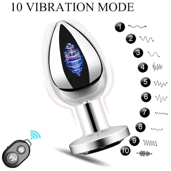 Wireless Remote Control Anal Vibrator Metal Butt Plug Men Prostate Massager Female Masturbator Adult Sex