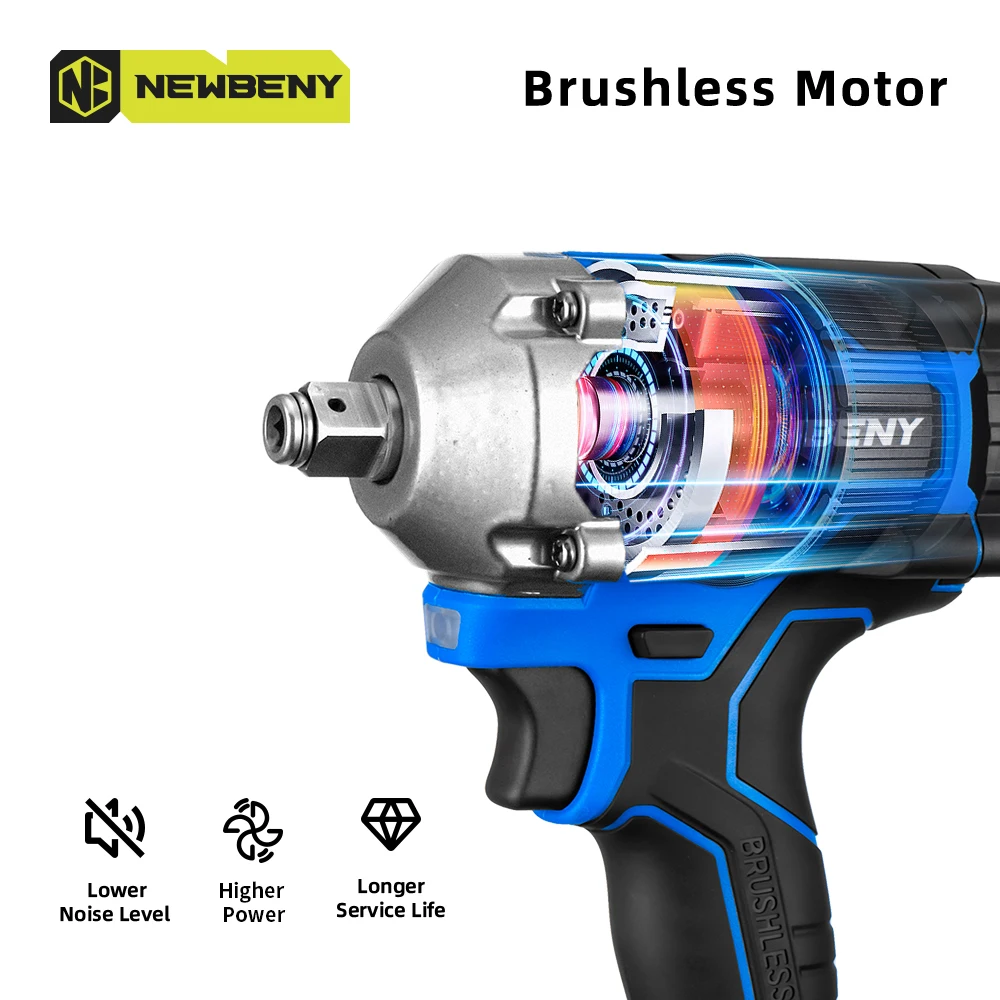NEWBENY 1000N.m Brushless Electric Impact Wrench 1/2 inch 3 Gear Cordless Efficient Car Repair Power Tool For Makita 18V Battery 4