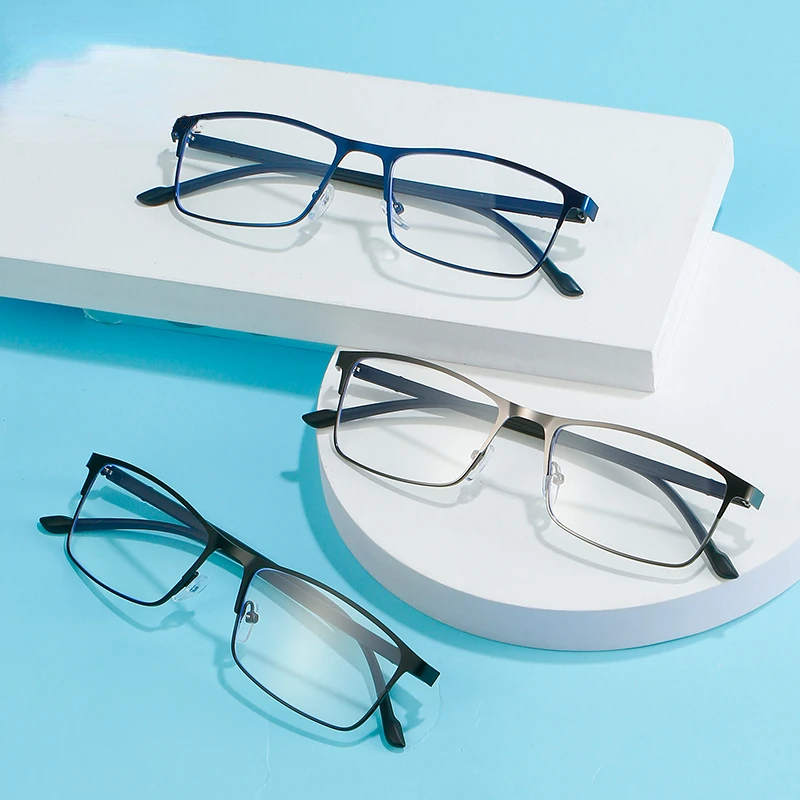Ultra Light Myopia Glasses Men Blue Light Glasses Full Frame Stainless Steel Business Myopia Glasses with Degree 0 To -6.0