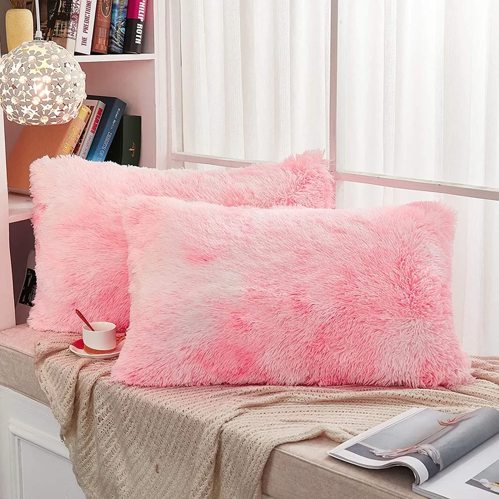 Soleebee Set of 2 Throw Pillow Covers Soft Cozy Velvet Pillowcase Faux  Rabbit Fur Cover for Couch Sofa Bed Chair Home Decorative Pillows Cover  (18x18