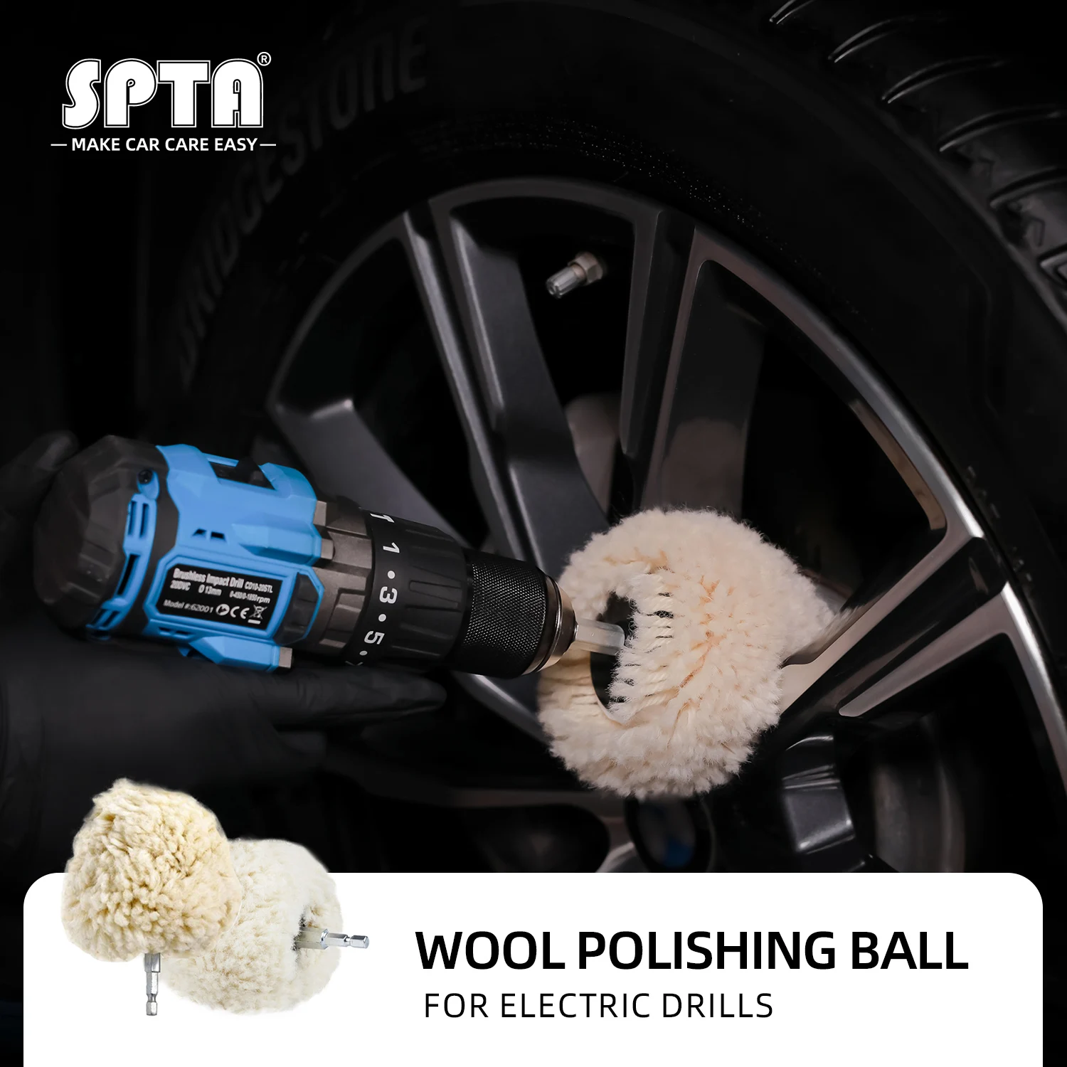 Wool Polishing Ball Car Wash Cleaning Detailing 1PC 4"100mm Quick-Change Hex Shank Wheel Hub Drill Accessories SPTA