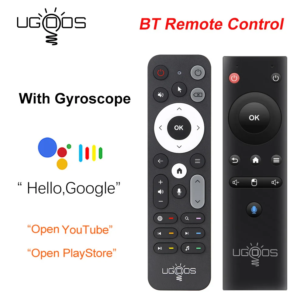 Ugoos BT Afstandsbediening UR02 Afstandsbediening Infrarood en Bluetooth- verbinding, voor Ugoos TV Box, ingebouwde microfoon voor voice search, Gyro Sensing